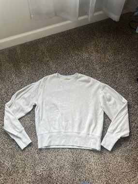 Madewell Heather Light Gray Crewneck Pullover with Blouson Sleeves